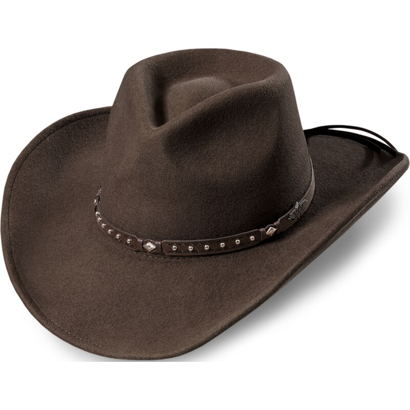 Stars and Stripes Westernový hnedý klobúk s koženým remienkom - Reno