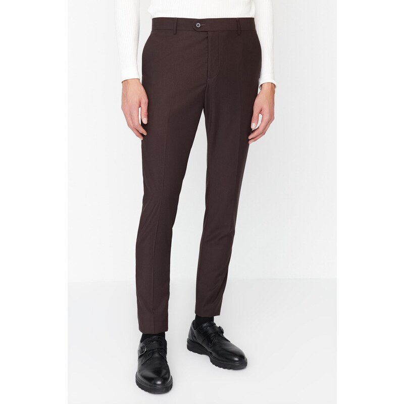 Trendyol hnedé pánske slim fit nohavice na žehlenie 50633442