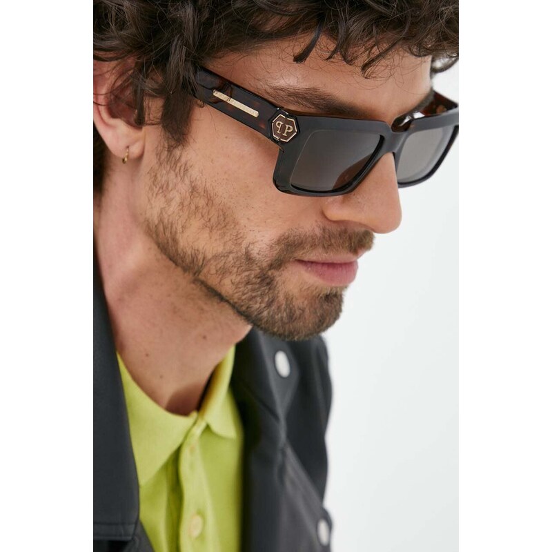 Slnečné okuliare Philipp Plein hnedá farba