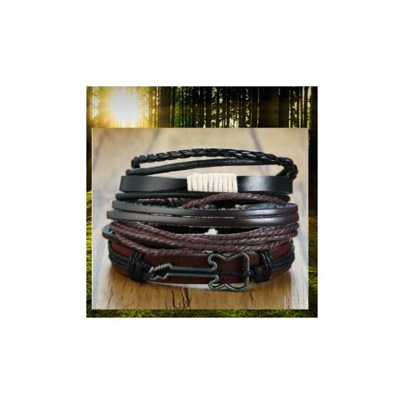 Kožený náramok Handmade DN 21 Čierna 37911430