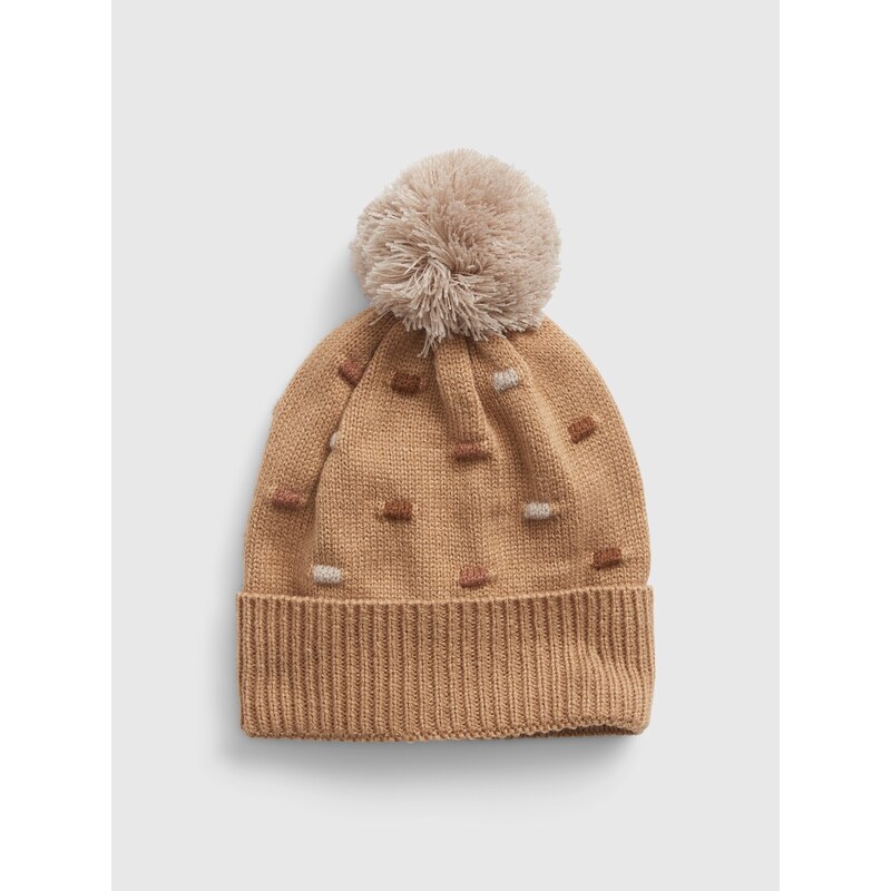 Svetlohnedá detská čiapka s brmbolcom GAP 50538098
