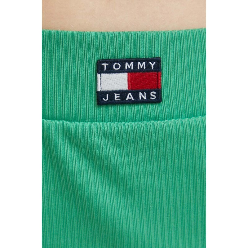 Sukňa Tommy Jeans zelená farba, mini, rovný strih