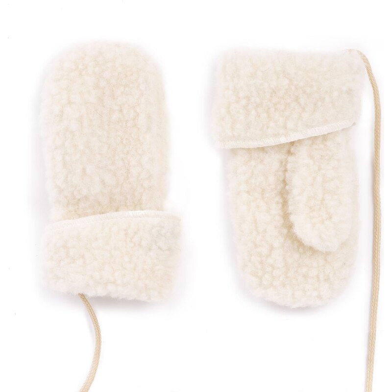 Vlnka Detské vlnené palčiaky so šnúrkou prírodná 13455117