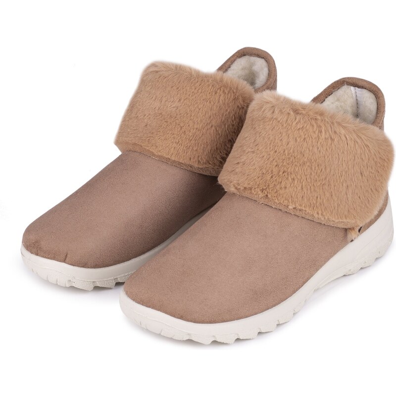 Vlnka Dámske členkové zimné topánky s ovčou vlnou Bára svetlo hnedá 19381097