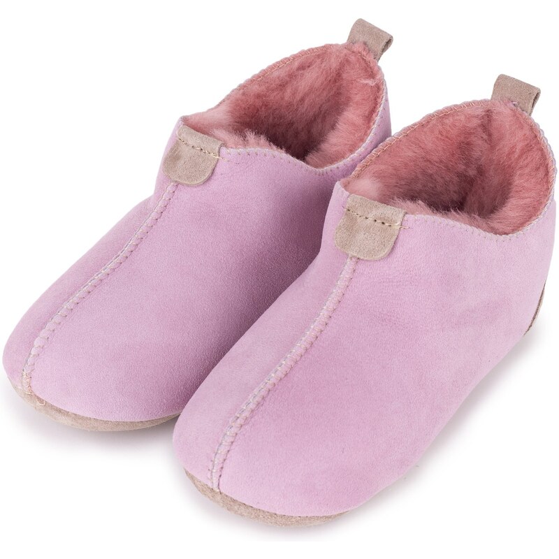 Vlnka Detské kožené papuče s ovčou vlnou Andy ružová veľkost deti 24 24499649