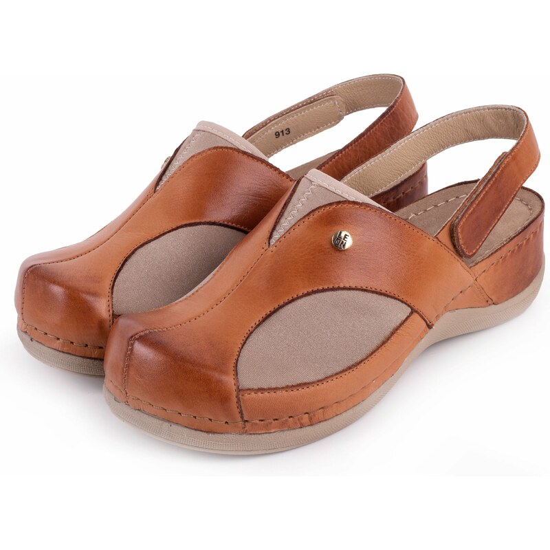 Vlnka Dámske kožené sandále na hallux Lívia hnedá veľkosti obuvi - 65796936