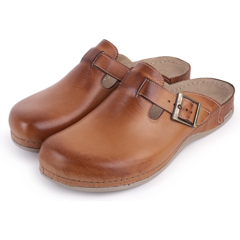 Sanja Ristić Pánske kožené šľapky Leoš hnedá veľkosti obuvi - dospelí 65797056