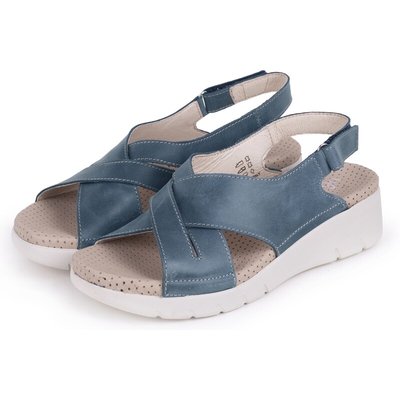 Vlnka Dámske kožené sandále Amanda modrá veľkosti obuvi - dospelí 36
