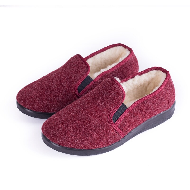 Vlnka Dámske protišmykové papuče s ovčou vlnou červená veľkosti obuvi 66726509