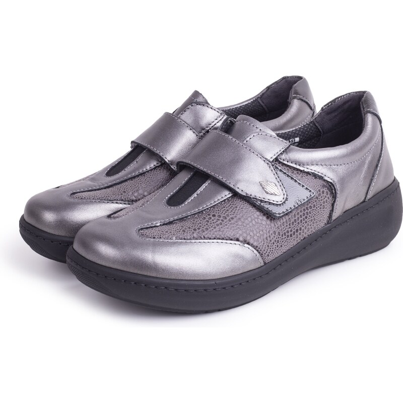 Vlnka Dámske kožené poltopánky na suchý zips Dagmar sivá veľkosti 63395152