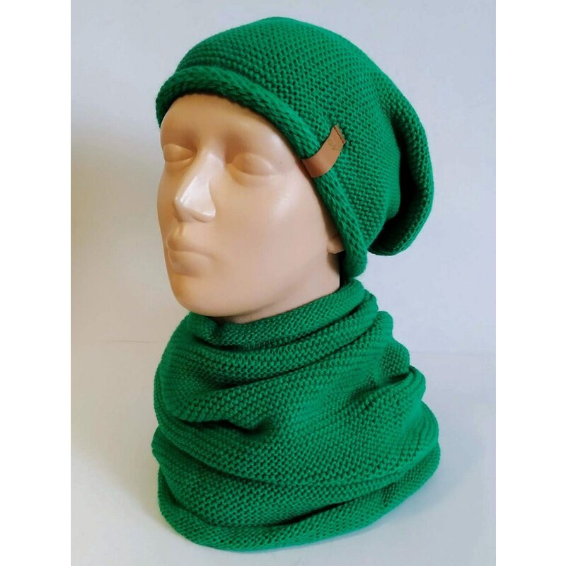 Súprava čiapka a nákrčník - zelená 37931250