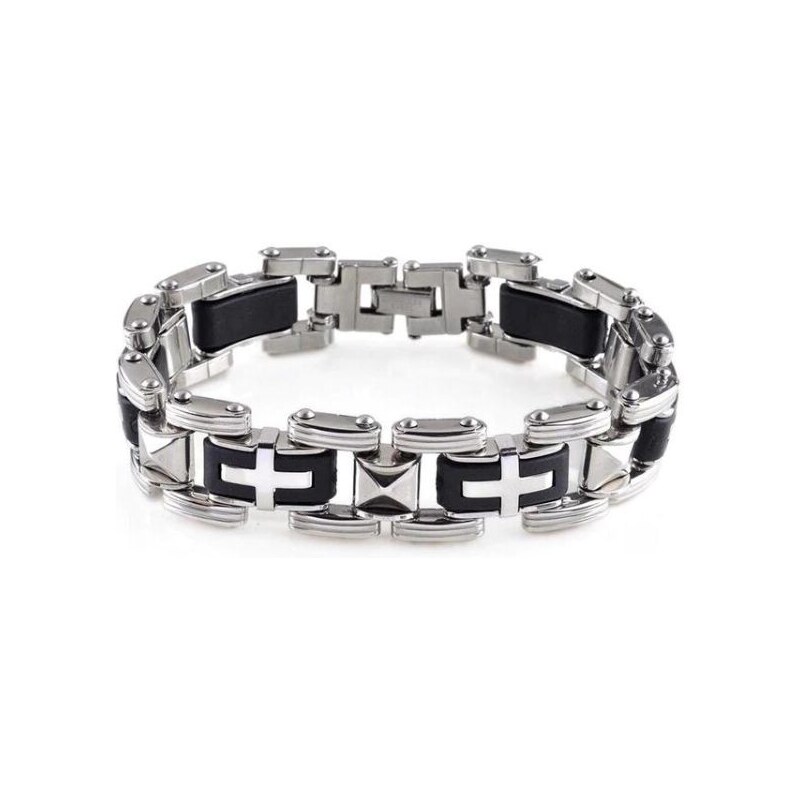 Imixlot Pánsky Dizajnový Náramok 316L1 chrome/čierna 37945132