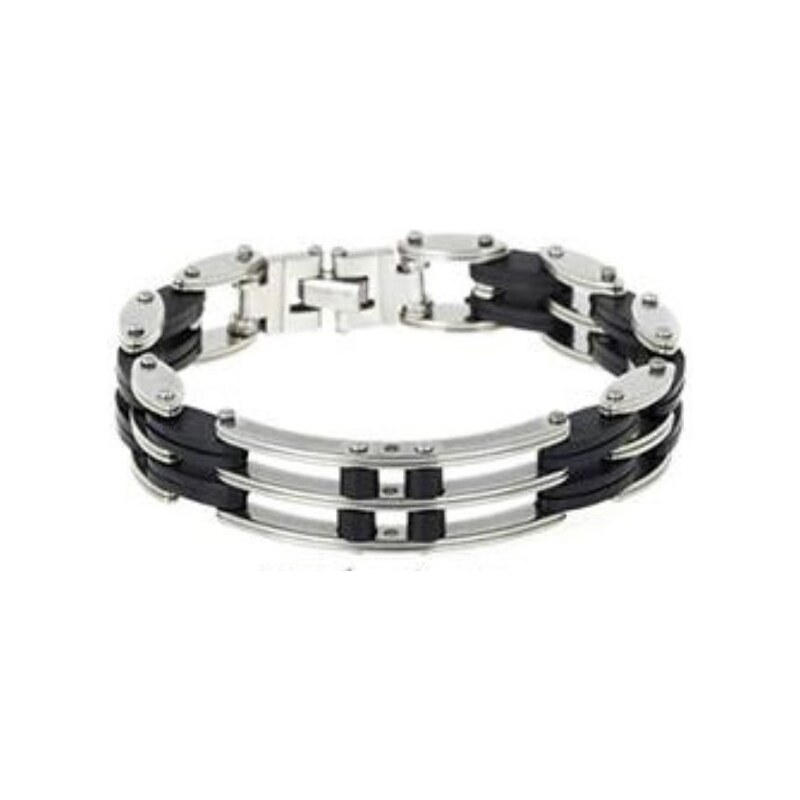 Imixlot Pánsky Dizajnový Náramok 316L4 chrome/čierna 37947947