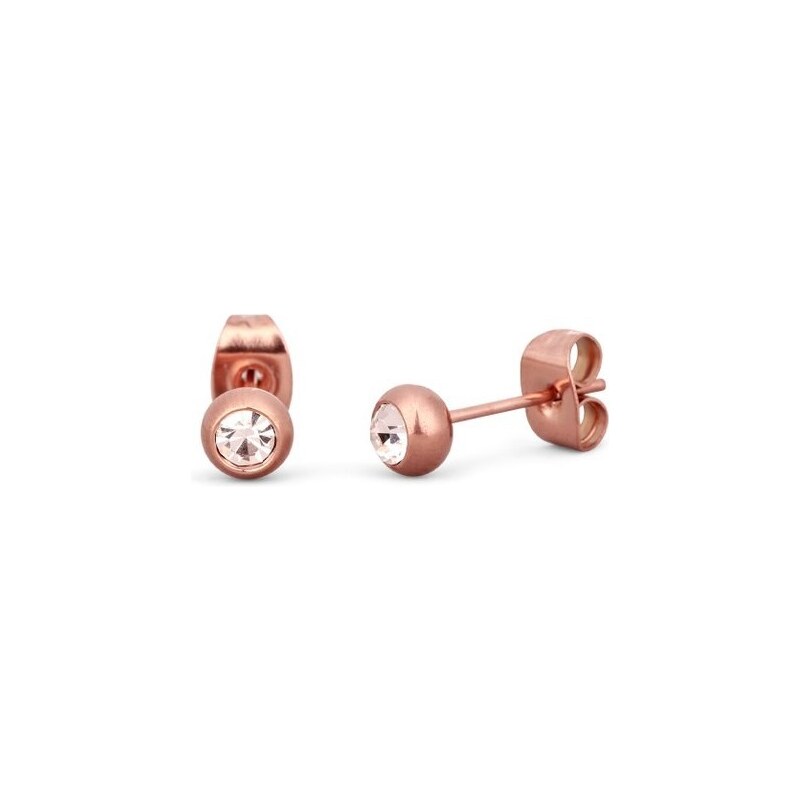 Vuch Pôvabné bronzové náušnice s kryštálom Gem Rose Gold 66578630