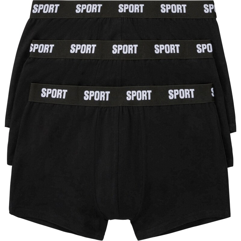 bonprix Boxerky, priliehavé, s bavlnou (3 ks v balení), farba čierna 44847041
