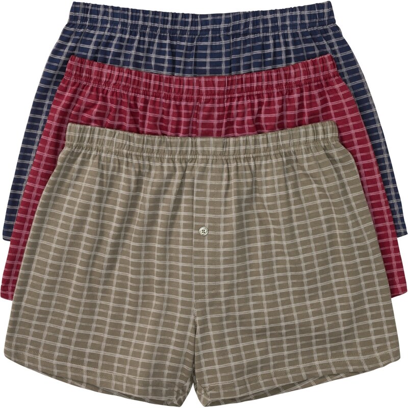 bonprix Voľné džersejové boxerky z bavlny (3 ks), farba červená 48958257