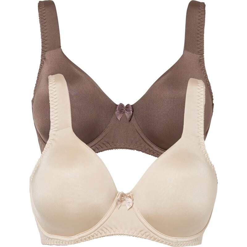 bonprix Podprsenka s kosticami a lesklým efektom (2 ks), farba hnedá 65291563