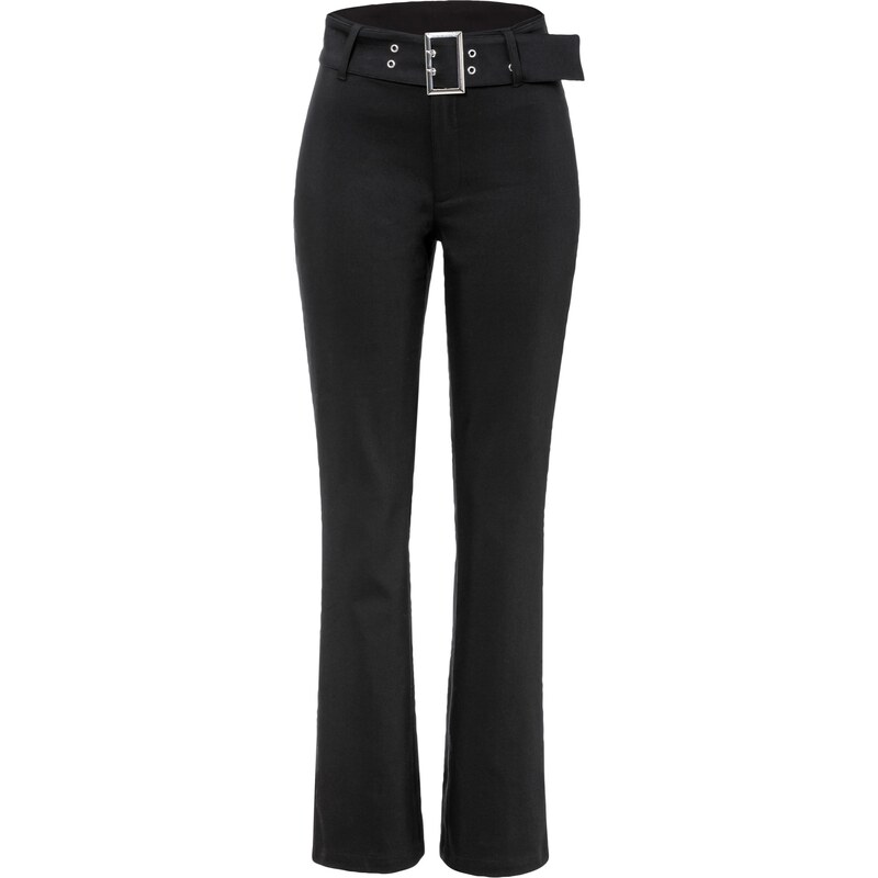 bonprix Strečové nohavice s opaskom, farba čierna 44815022