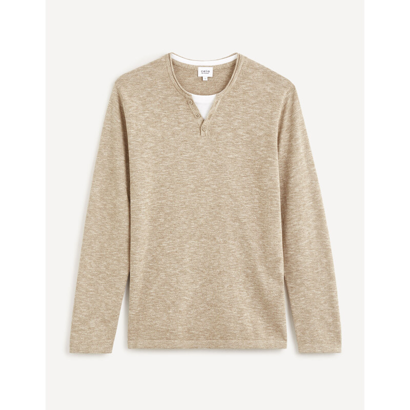 Béžový pánsky melírovaný sveter Celio Delano 50530892