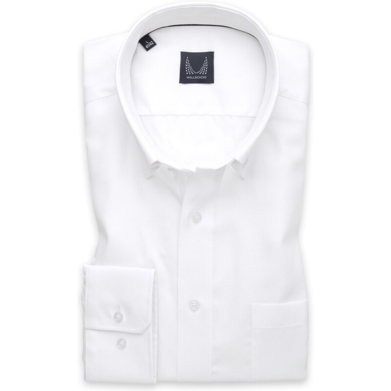 Willsoor Klasická pánska košeľa biela s materiálom typu oxford 14918