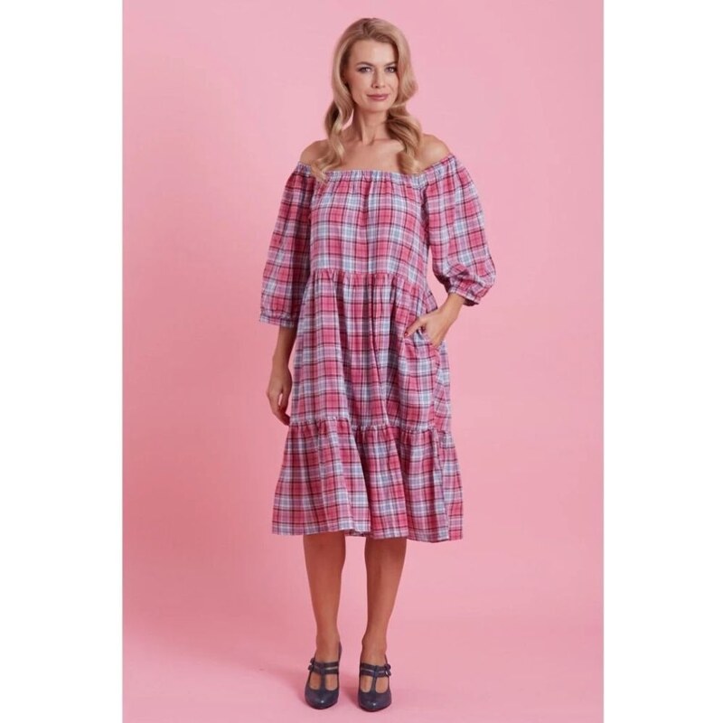 Dolly and Dotty Country Ružovo-modré kárované šaty 38038745