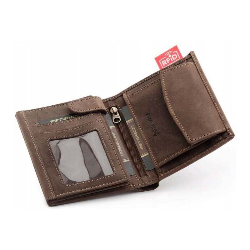 Peterson Kvalitná hnedá pánska kožená peňaženka (GPPN325)