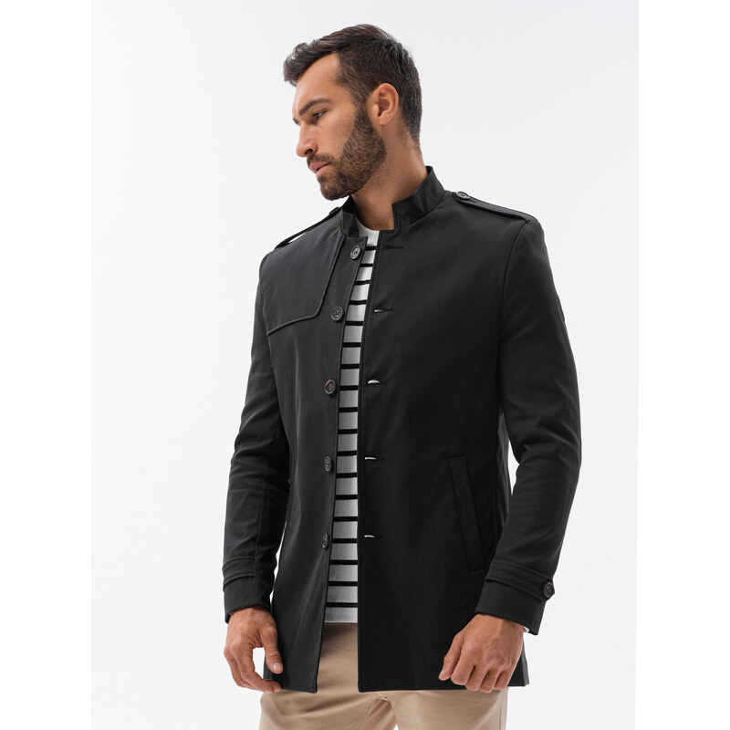 Ombre Clothing Pánsky kabát - čierna C269
