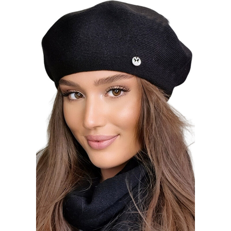 Kamea Čierna dámska baretka na zimu Afrah, Farba čierna 38045939