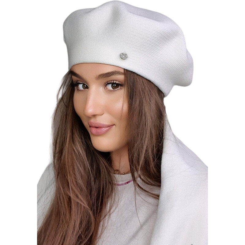 Kamea Smotanová dámska baretka na zimu Afrah, Farba smotanová 60478329