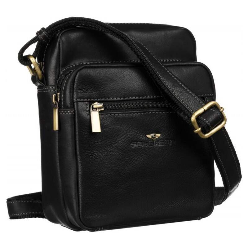 Peterson Pánska kožená taška cez rameno čierna (GT185) 38053484