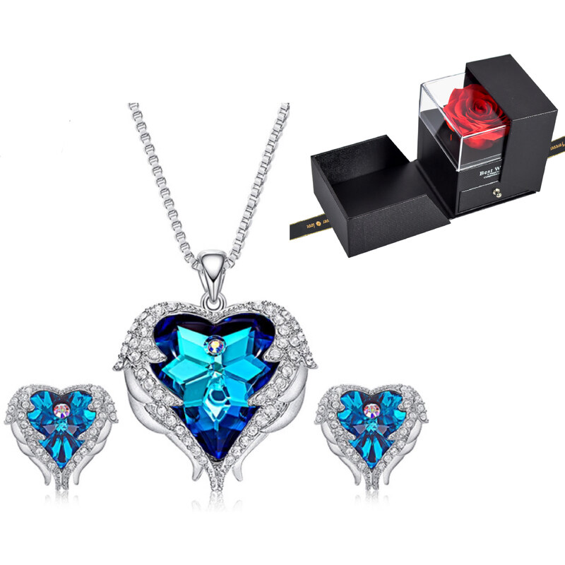 Glory Set náhrdelník a náušnice Angel wings modrý v darčekovej 38067704