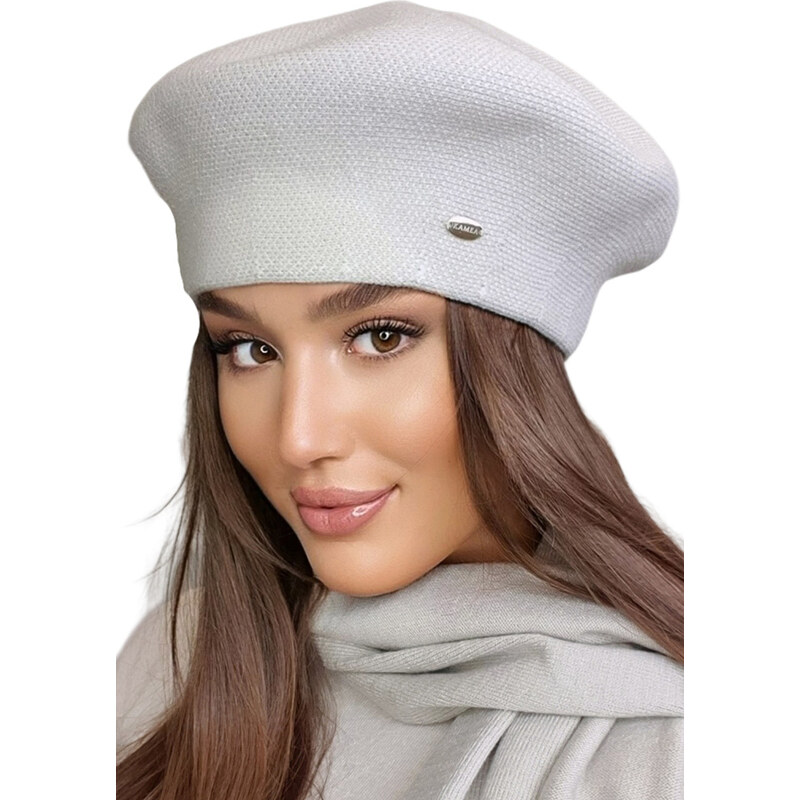 Kamea Béžová dámska baretka na zimu Arkadia, Farba béžová 38074314