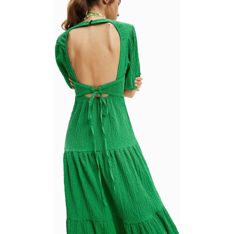 Šaty Desigual zelená farba, midi, áčkový strih