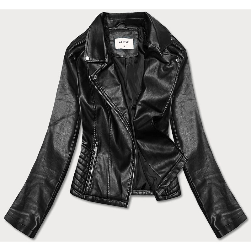 J.STYLE Čierna dámska bunda ramoneska s golierom (11Z8036) 49749073