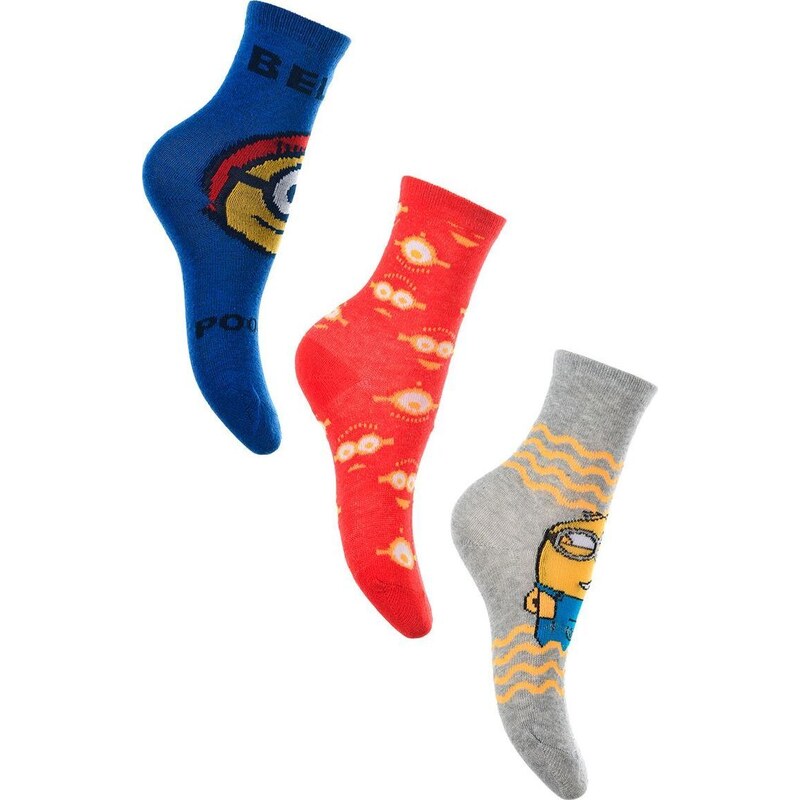 Trojbalenie ponožiek Minions - modrá/červená/sivá 38119977