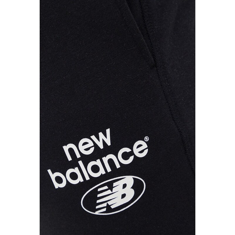 Tepláky New Balance MP31515BK-5BK, čierna farba, s potlačou