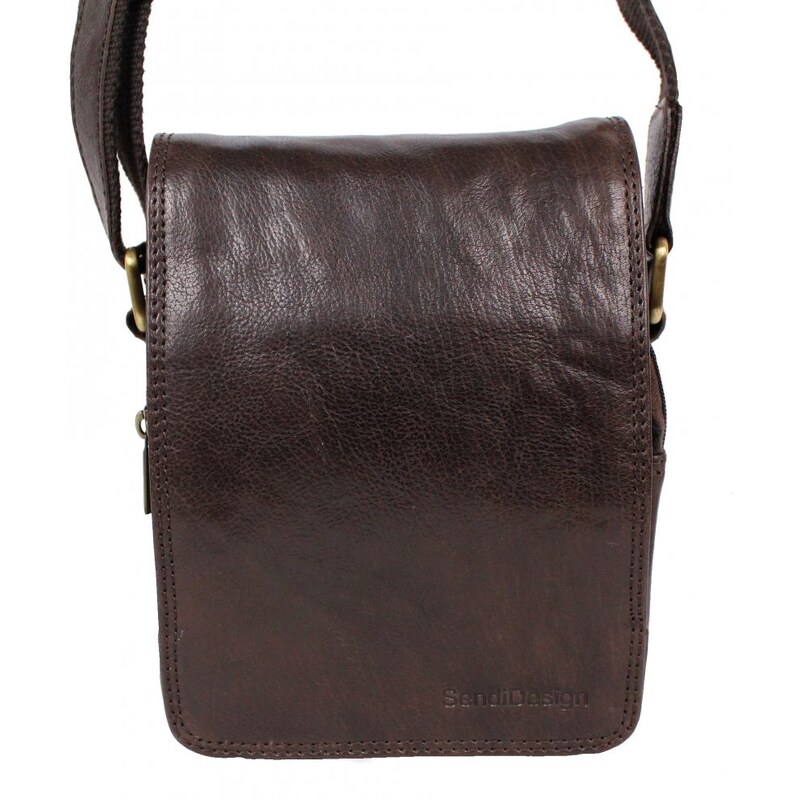Sendi Design Pánska kožená taška cez rameno PAULO hnedá 19645721