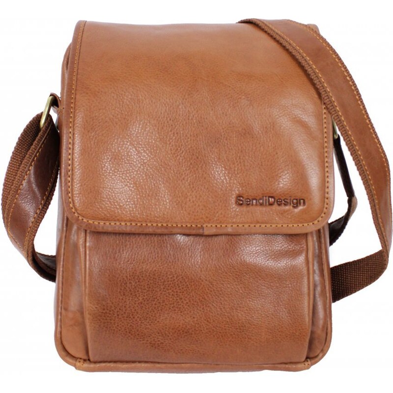 Sendi Design Pánska kožená taška cez rameno Tobi koňak 27550102