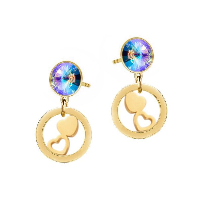 SWAROVSKI Elements Swarovski e. zlaté visiacie náušnice Design Love, 39156440