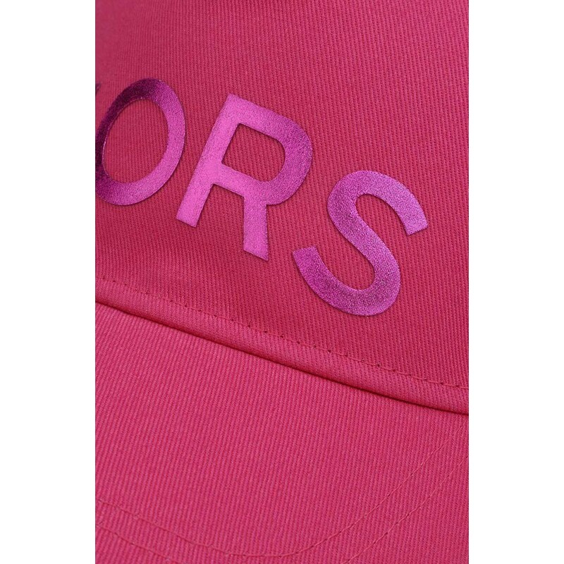 Detská bavlnená čiapka Michael Kors fialová farba, s nášivkou