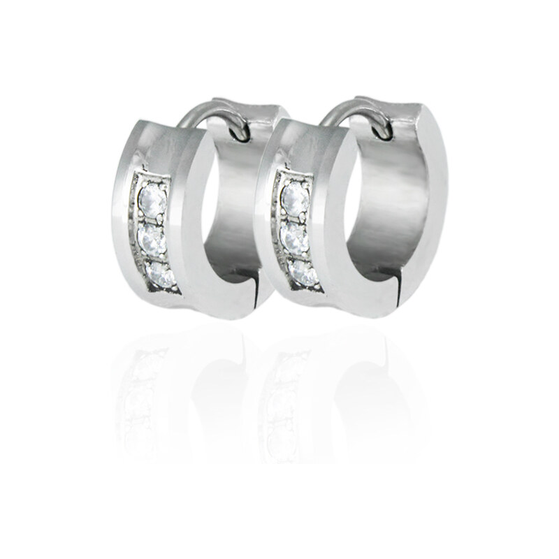 BM Jewellery Náušnice krúžky so zirkónmi z chirurgickej ocele 39600030