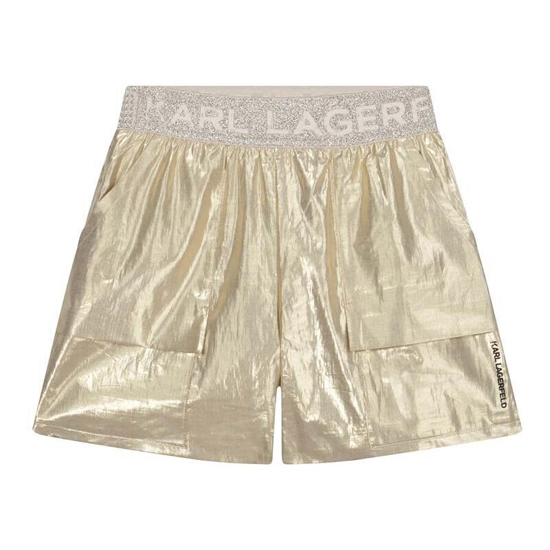 Detské krátke nohavice Karl Lagerfeld zlatá farba, jednofarebné