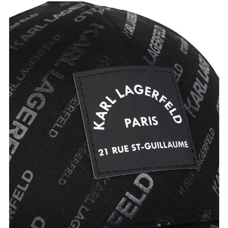 Detská bavlnená šiltovka Karl Lagerfeld čierna farba, vzorovaná