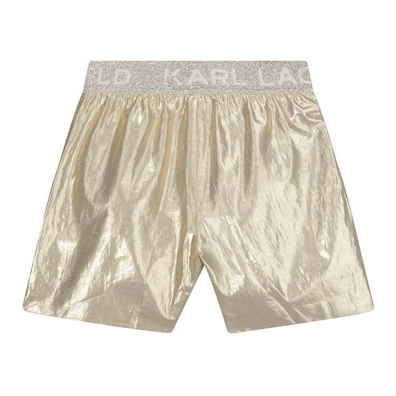 Detské krátke nohavice Karl Lagerfeld zlatá farba, jednofarebné