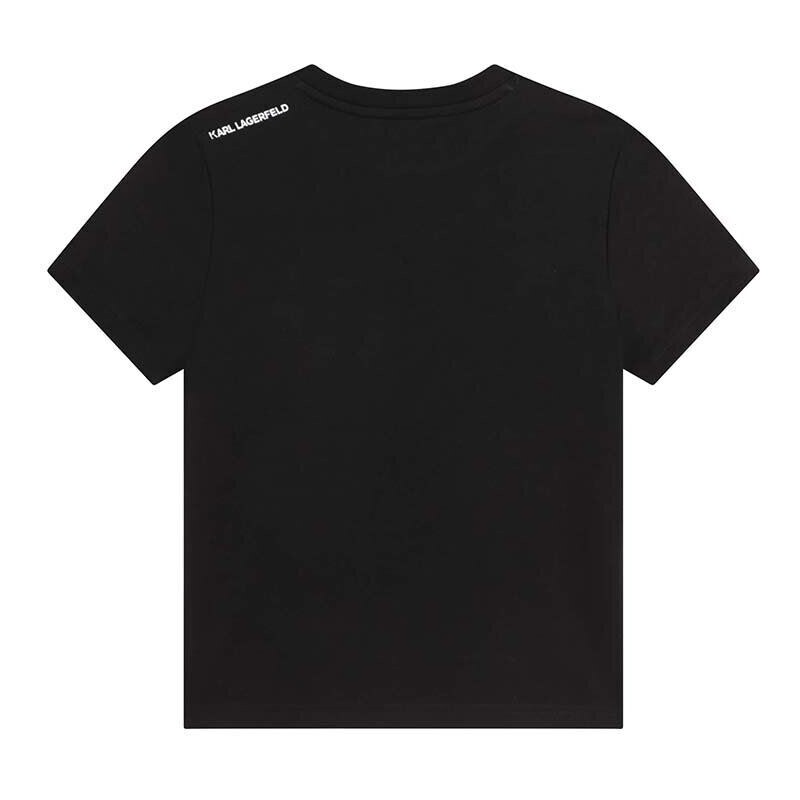 Detské bavlnené tričko Karl Lagerfeld čierna farba, s potlačou