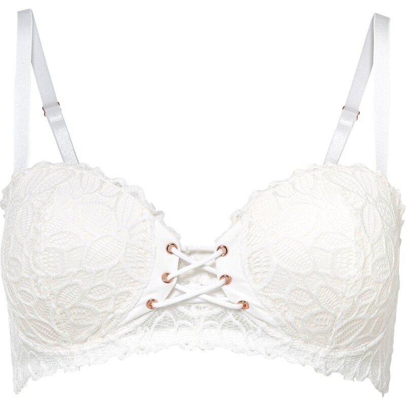 bonprix Bardotka podprsenka z jemnej čipky, farba biela 44735042