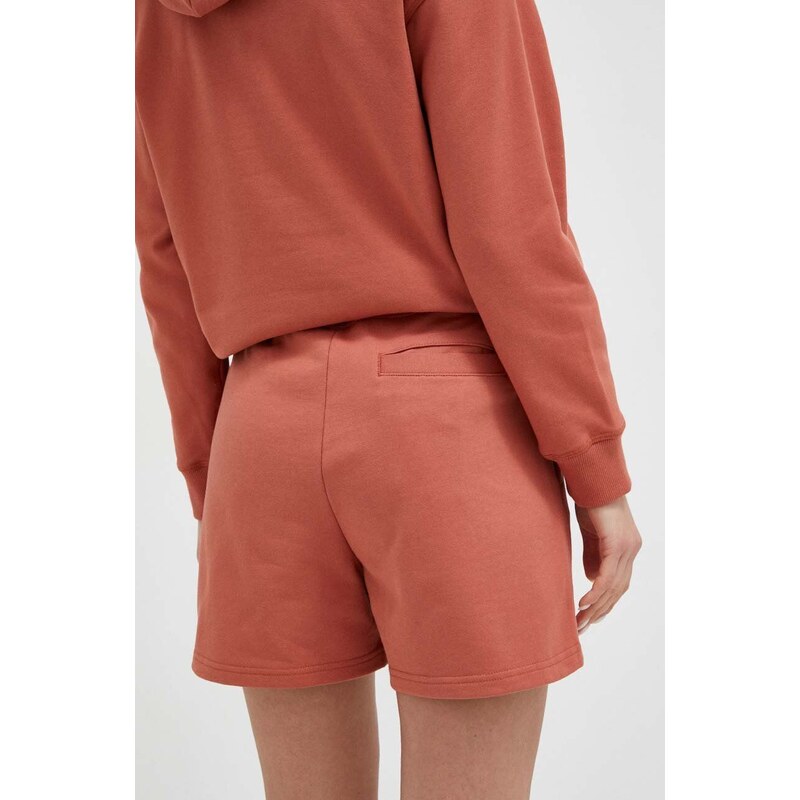 Bavlnené šortky New Balance oranžová farba, jednofarebné, vysoký pás