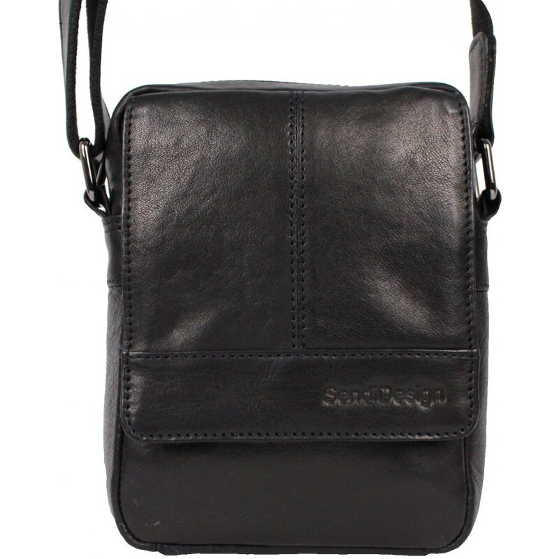 Sendi Design Pánska kožená taška cez rameno NERO čierna 20017350
