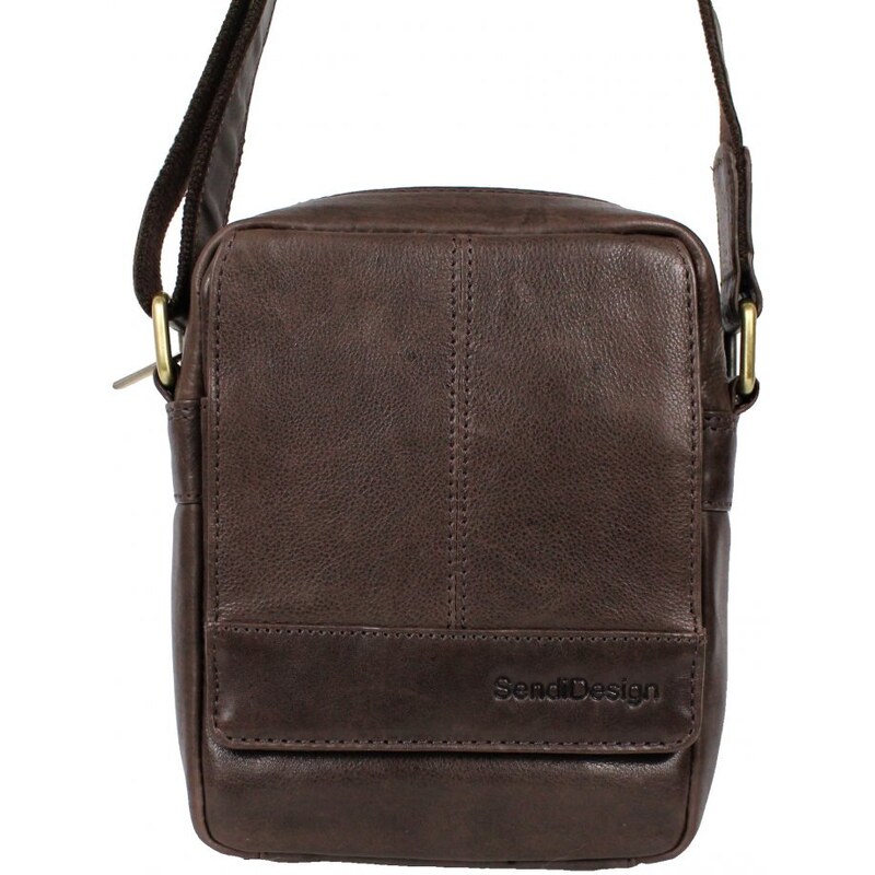 Sendi Design Pánska kožená taška cez rameno NERO hnedá 19712654