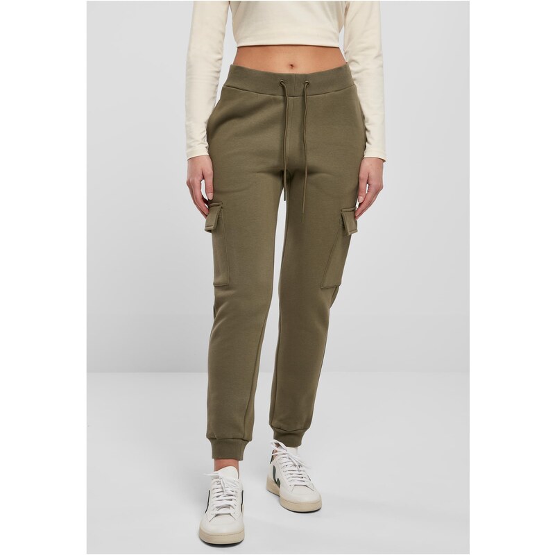Urban Classics Womens Cargo Sweat Trousers Olive 65501846